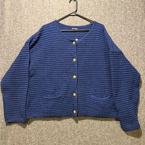 Gap Cardigan Sweater Womens XXLT navy blue heavy chunky knit button up cropped